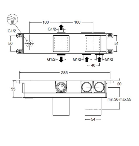 Скрытая часть смесителя для ванны Cristina System CRI CS10000
