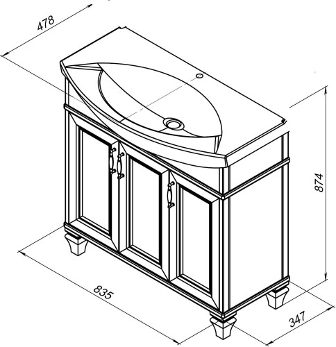 Тумба под раковину Aquanet Валенса 85 белый
