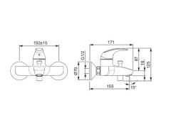 Смеситель для ванны и душа Oras Polara с душевым комплектом Appollo (1448Y)