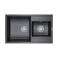 Мойка кварцевая Paulmark TANDEM, PM238250-BLM, черный-металлик, 820х500 мм, Paulmark