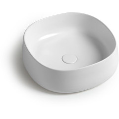 White Ceramic Jumper, накладная квадратная раковина 42x42x15h см, цвет белый глянцевый