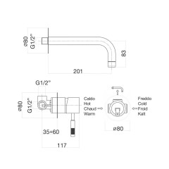 Смеситель для раковины Webert Rimini RI830606010, золото