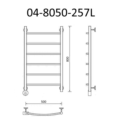 Полотенцесушитель электрический ВИД 4 80х50 левый, эко г/г, Маргроид