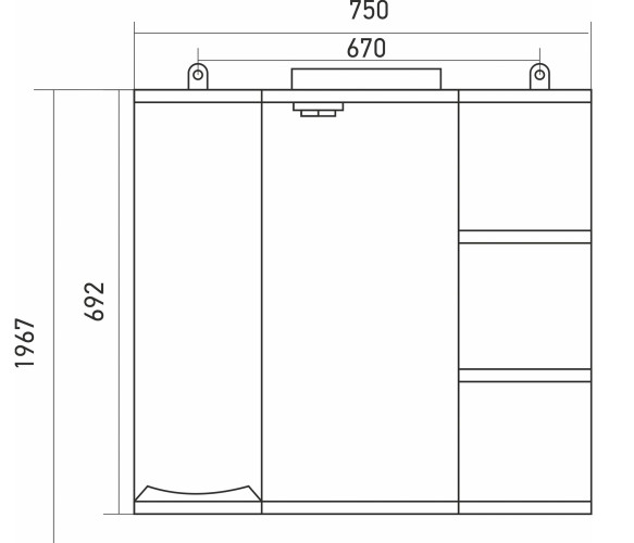 Зеркало-шкаф навесной с подсветкой MIXLINE Этьен-75 правый (529941)