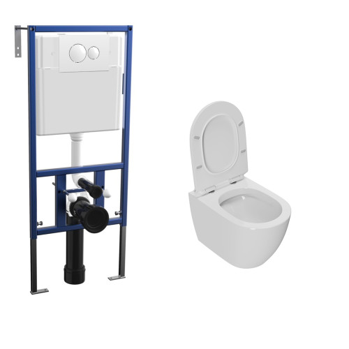 Комплект унитаза Bauedge NL0001-PRO с инсталляцией Nova NV4501 и кнопкой Nova NV7310