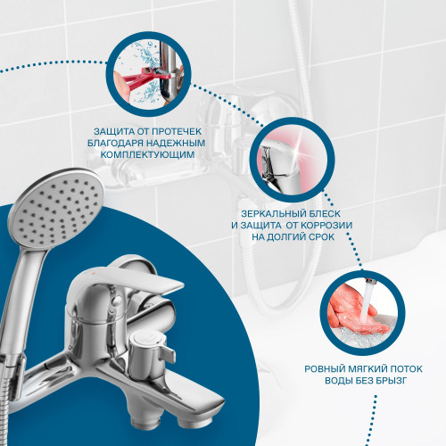 Смеситель Santek Нико для ванны, с акссессуарами, хром (WH5A10005C001)
