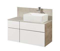 Тумба под раковину AQUATON Мишель 100 подвесная, дуб эндгрейн, белый (1A244101MIX40)