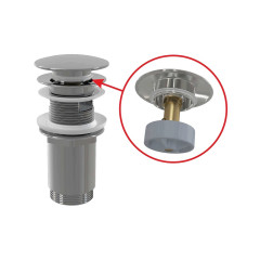Донный клапан Alcadrain для раковины, click/clack 5/4&quot;, цельнометаллический с большой заглушкой (A392C)