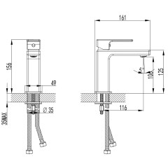 Смеситель для раковины Azario BLAKE крамический картридж, без донного клапана, хром (AZ-VBE168205C)