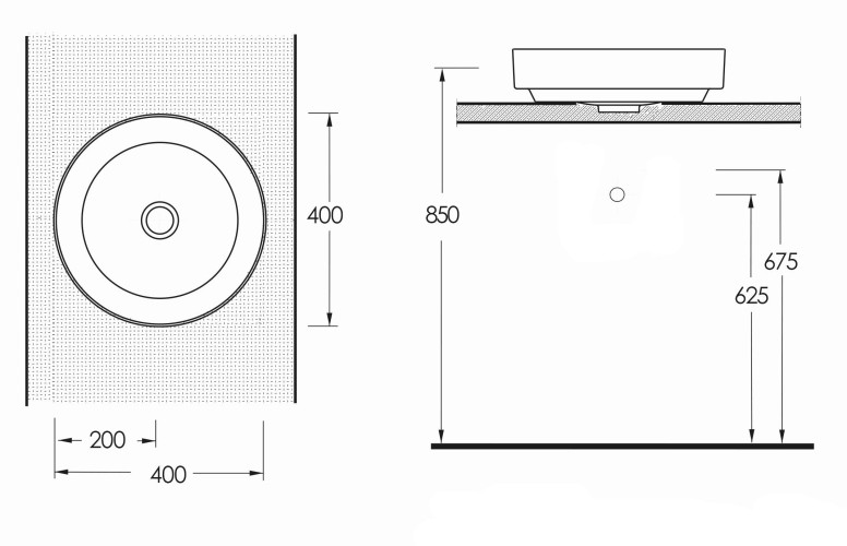 Раковина beWash Alster круглая на столешницу без отверстия под смеситель цвет белый глянец размер 400 мм 86401001