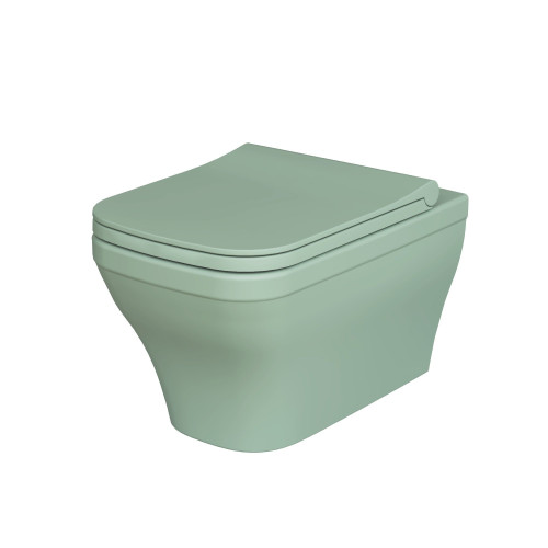 Унитаз Benefit 203T21001R (535*340*360) МЯТНЫЙ МАТОВЫЙ подвесной БЕЗОБОДКОВЫЙ с тонкой крышкой