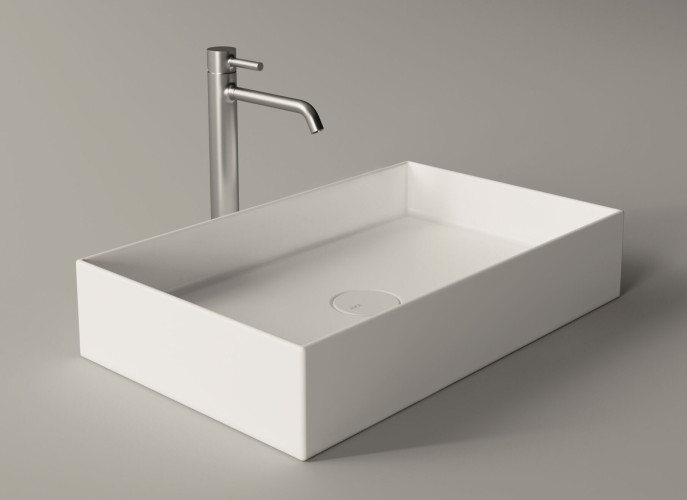 Alice Hide, накладная прямоугольная раковина 60x37x12h см, цвет белый глянцевый