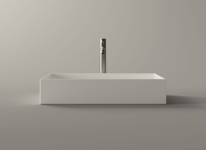 Alice Hide, накладная прямоугольная раковина 60x37x12h см, цвет белый глянцевый