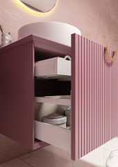 Тумба подвесная под умывальник "Best shelf 45" TWO 63 розовый матовый с двумя ящиками LEVEL