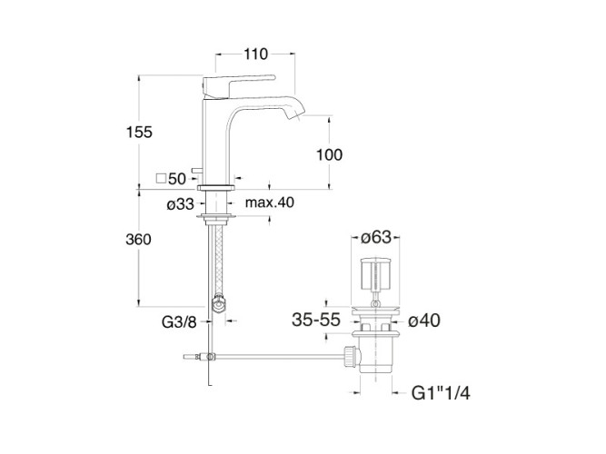 Смеситель для раковины CRISTINA QUADRI S QS22177