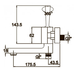 Смеситель для ванны с душем KAISER Vista (65022)