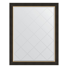 Зеркало настенное с гравировкой EVOFORM в багетной раме чёрное дерево с золотом, 94х119 см, BY 4537