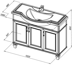 Тумба под раковину Aquanet Валенса NEW 105 белый