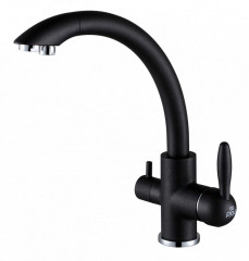 Смеситель для кухни Paulmark Essen, черный металлик, две воды, Es213001-418, Paulmark
