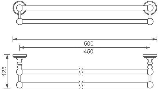 Держатель для полотенец Aquanet 4618D, золото (45 см, двухрядный)