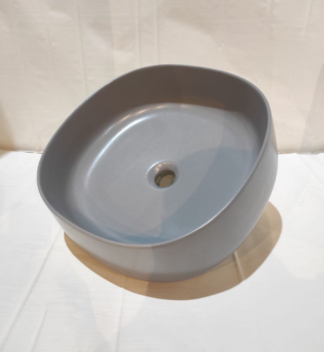 White Ceramic Jumper, накладная квадратная раковина 42x42x15h см, цвет серый матовый