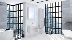 RONDA Шкаф-колонна левый, бетон/белый матовый