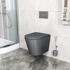 Унитаз подвесной безободковый Bauedge Nimb BK0002DG, темно-серый