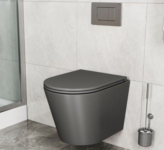 Унитаз подвесной безободковый Bauedge Nimb BK0002DG, темно-серый