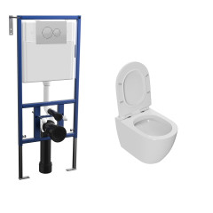 Комплект унитаза Bauedge NL0001-PRO с инсталляцией Nova NV4501 и кнопкой Nova NV7311