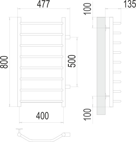 Полотенцесушитель TERMINUS Эконом Виктория П8 400х800 бп500 NEW