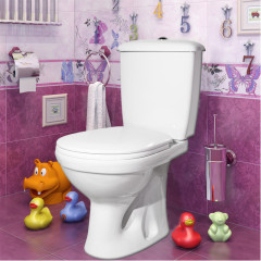 Унитаз-компакт Суперкомпакт Стандарт, вертикальный выпуск, с сиденьем, белый (47301110322)