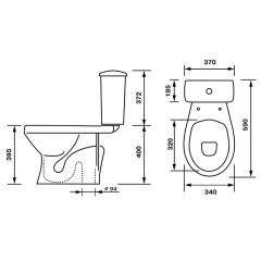 Унитаз-компакт Суперкомпакт Стандарт, вертикальный выпуск, с сиденьем, белый (47301110322)