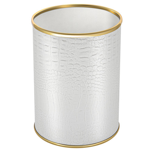 Ведро для мусора 3л открытое Geralis M-KWG-B CROCO белое, кант золото