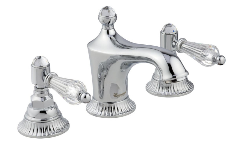 Emmevi The One, смеситель для раковины на 3 отверстия. Прозрачные кристаллы Swarovski, цвет хром