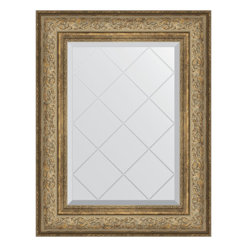 Зеркало настенное с гравировкой EVOFORM в багетной раме виньетка античная бронза, 60х78 см, BY 4038