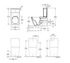 Чаша унитаза-компакта Villeroy&amp;Boch Venticello без бачка и сиденья (4612R0R1)