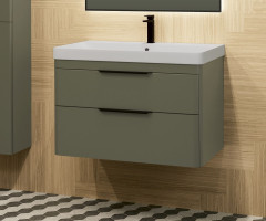 IBX ROUND, тумба под раковину 80 см, 2 ящика с ручкой хром, цвет белый глянцевый лак