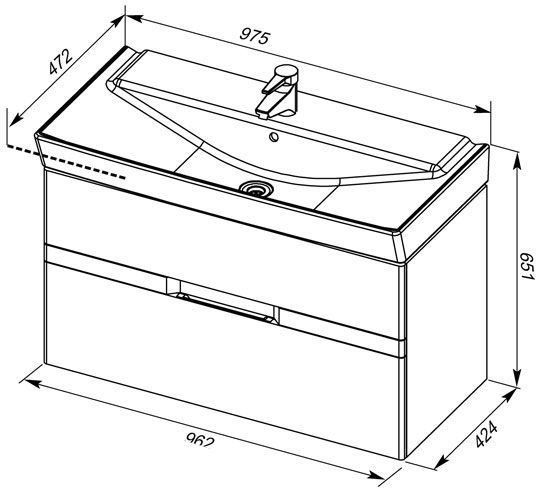 Тумба с раковиной Aquanet Виго 100 сине-серый
