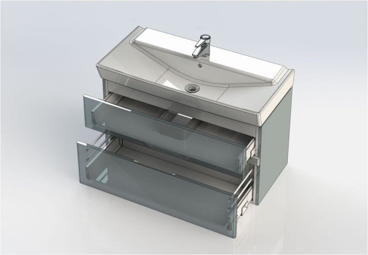 Тумба с раковиной Aquanet Виго 100 сине-серый