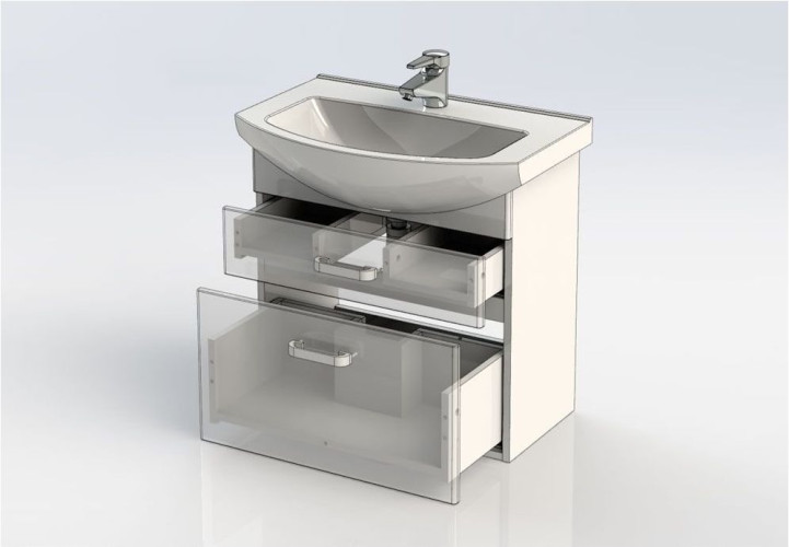 Тумба с раковиной Aquanet Ирис 65 белый (2 ящика)