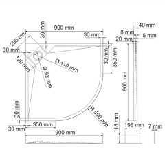 Душевой поддон WasserKRAFT Alme 15T01 90x90x4