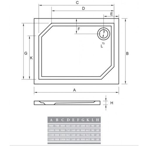 Мраморный поддон Alpen Cron 1100x800 APS0064