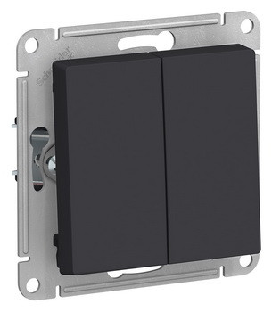 2-клавишный ПЕРЕКЛЮЧАТЕЛЬ, сх.6/2, 10АХ, механизм, КАРБОН Schneider Electric ATLASDESIGN ATN001065
