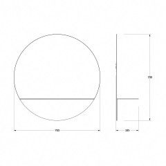 Зеркало настенное с полочкой (цвет: черный) Shadow EVOFORM D70 см, BY 0562