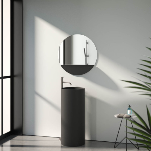 Зеркало настенное с полочкой (цвет: черный) Shadow EVOFORM D70 см, BY 0562