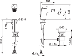 Смеситель для биде Oras Керамический картридж Хром (3918FH)