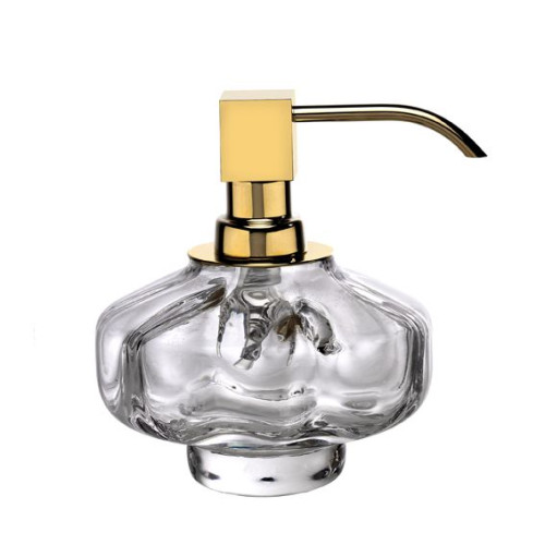 Surya Crystal, дозатор низкий 11,5х11,5хh7,7 см с помпой V6, эффект битого стекла, цвет светлая бронза