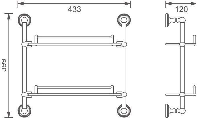 Полочка Aquanet 4652, золото (43 см, двойная)
