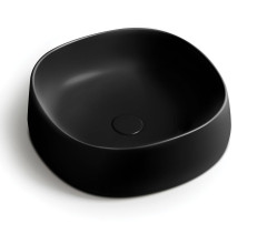 White Ceramic Jumper, накладная квадратная раковина 42x42x15h см, цвет черный матовый