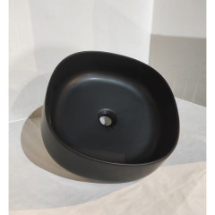 White Ceramic Jumper, накладная квадратная раковина 42x42x15h см, цвет черный матовый